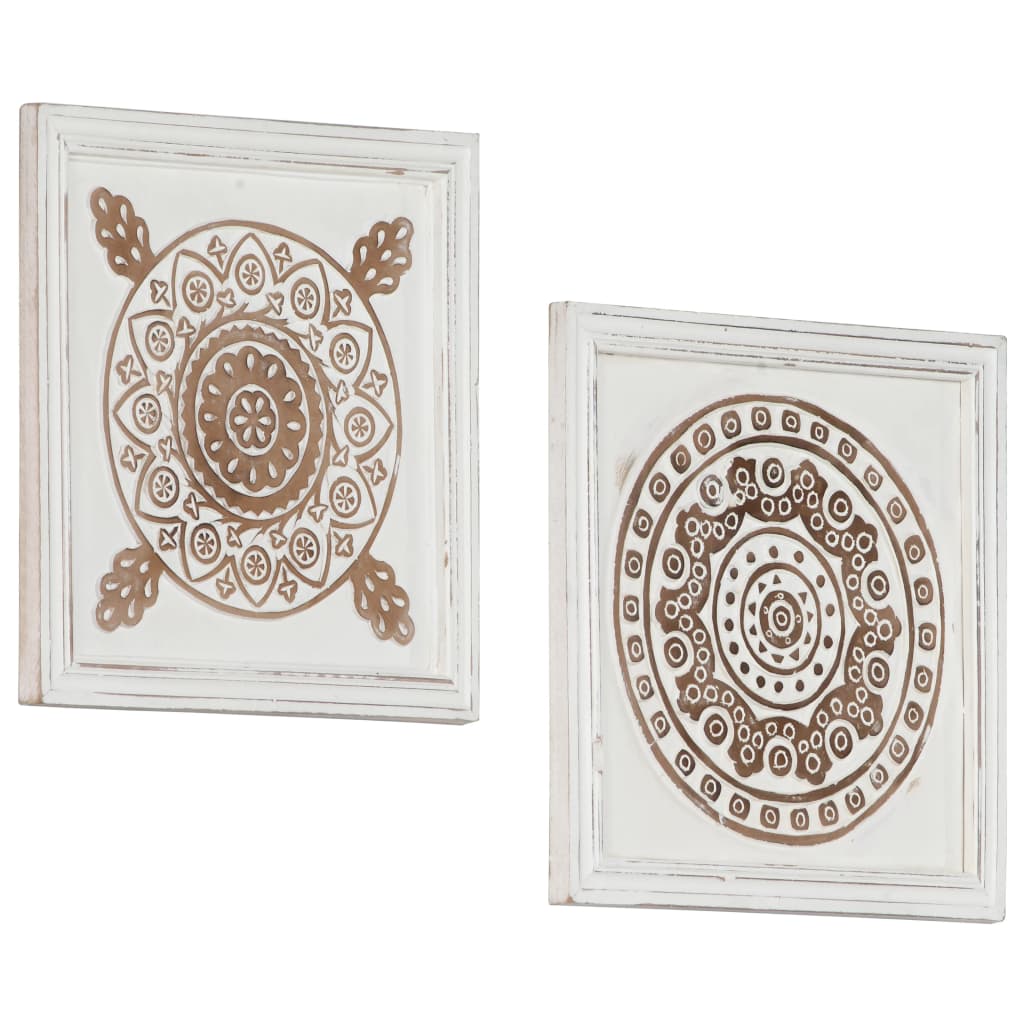 vidaXL Hand-Carved Wall Panels 2 pcs MDF 15.7"x15.7"x0.6"