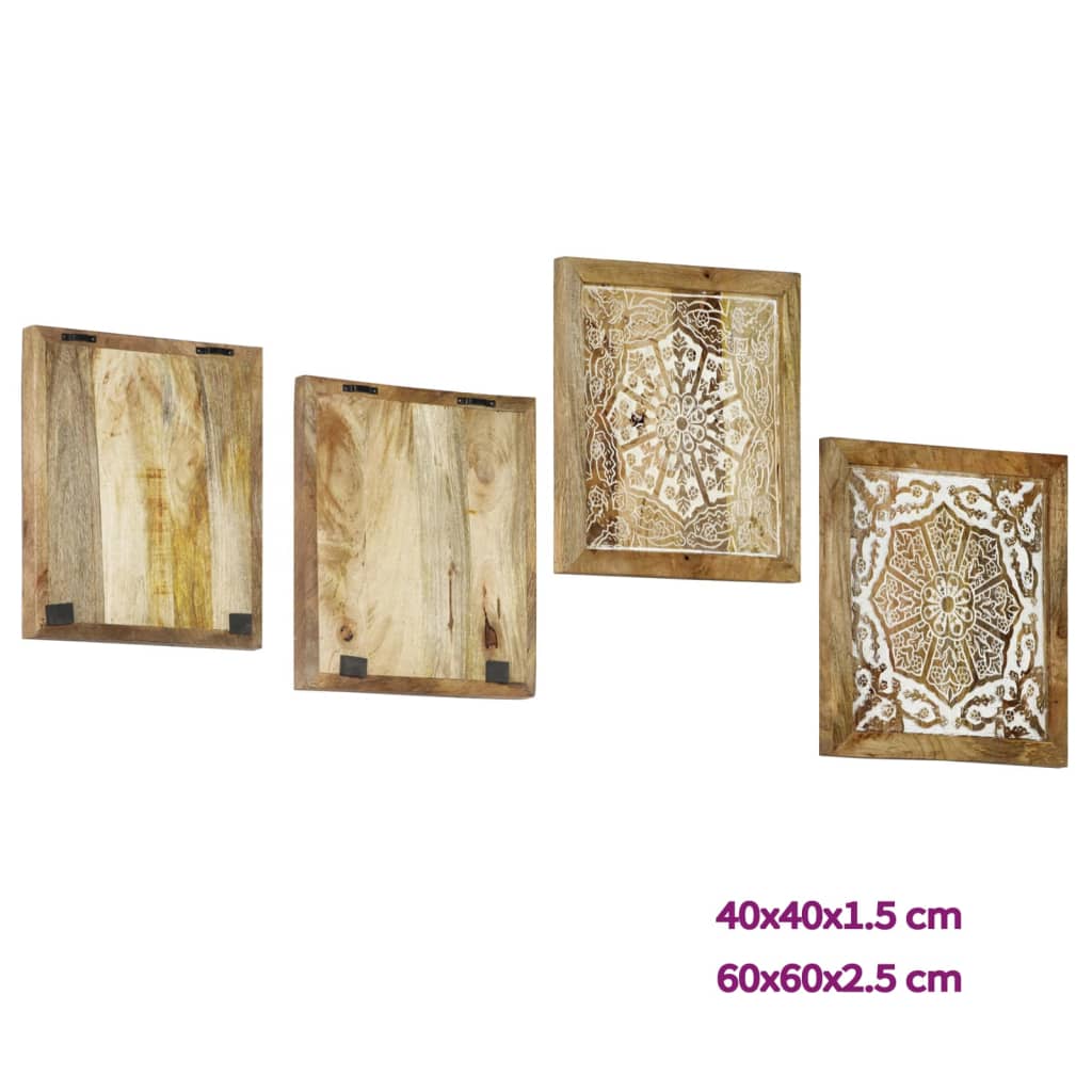 vidaXL Wood Wall Panel Hand-Carved Decoration Wall Panels Solid Mango Wood