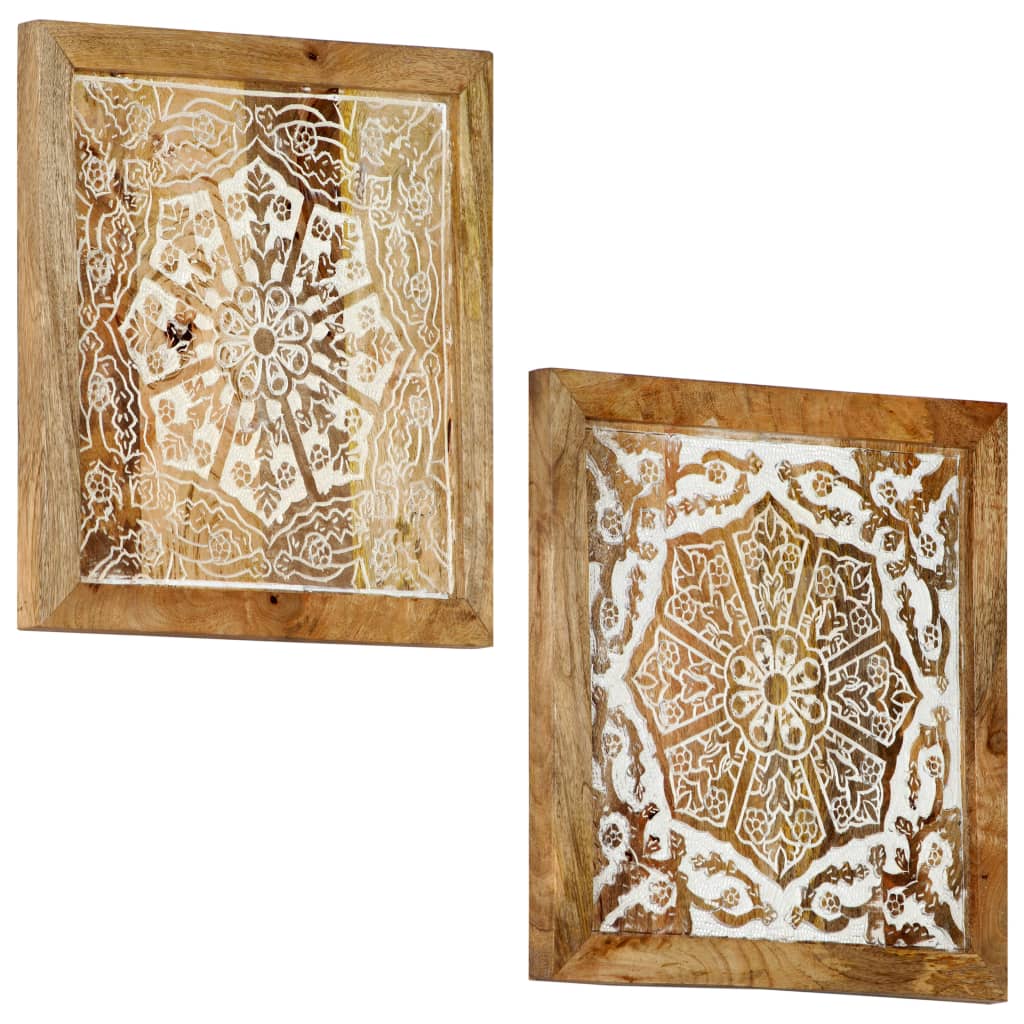 vidaXL Wood Wall Panel Hand-Carved Decoration Wall Panels Solid Mango Wood