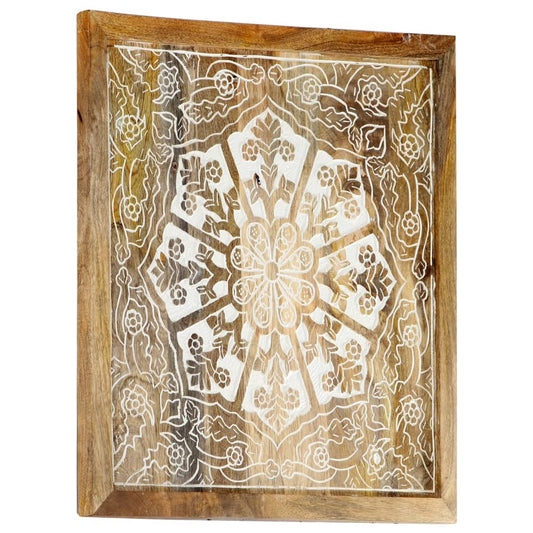 vidaXL Wood Wall Panel Hand-Carved Decoration Wall Panels Solid Mango Wood